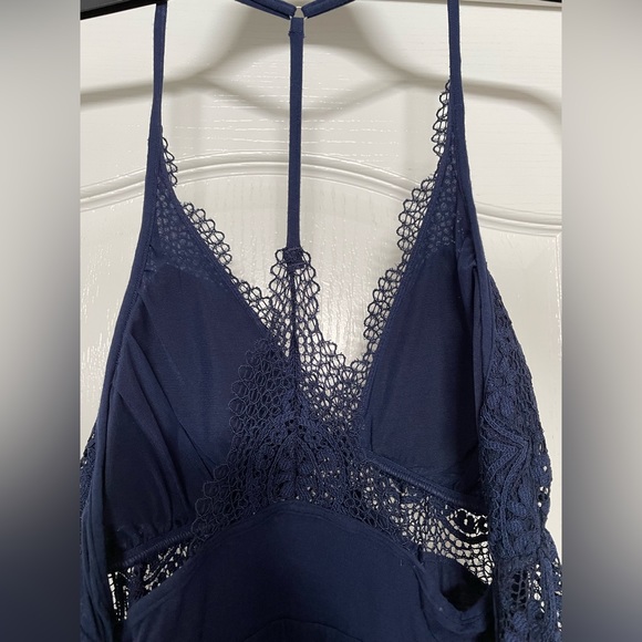 Victoria’s Secret knit and pretty lace chemise size Large- navy - Picture 5 of 6